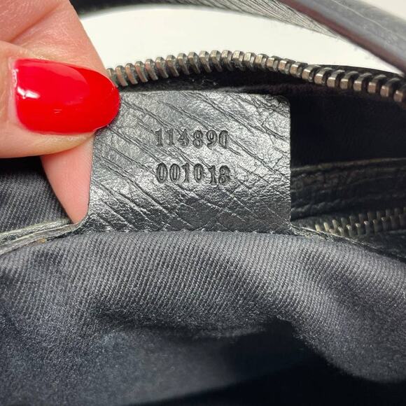 Gucci Horsebit GG Monogram Shoulder Hobo Zip Bag Canvas Leather Black Silver - Picture 14 of 16